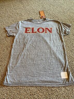 Original Retro Brand Gray Short-Sleeve T-Shirt with Red Elon Logo